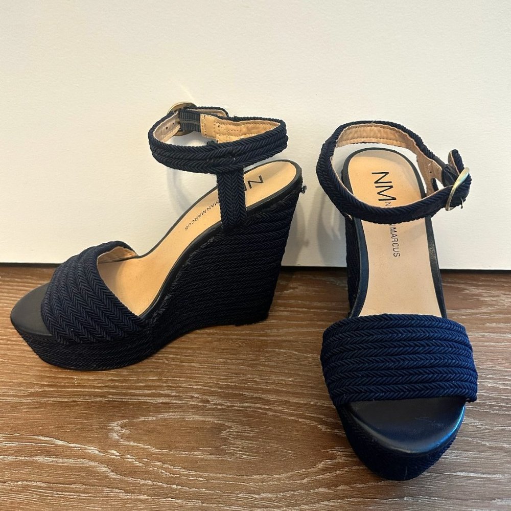 Neiman Marcus Blue Wedges
